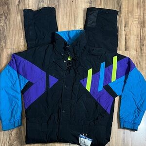 Vintage CERROS Black and Purple Insulation Ski Suit Sz L